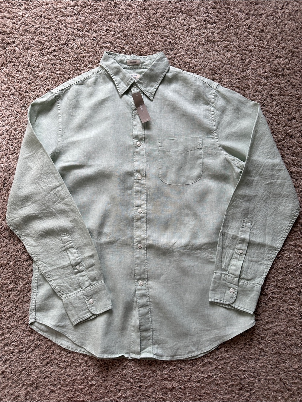 J. Crew Light Sage Green Linen Button-Down Shirt